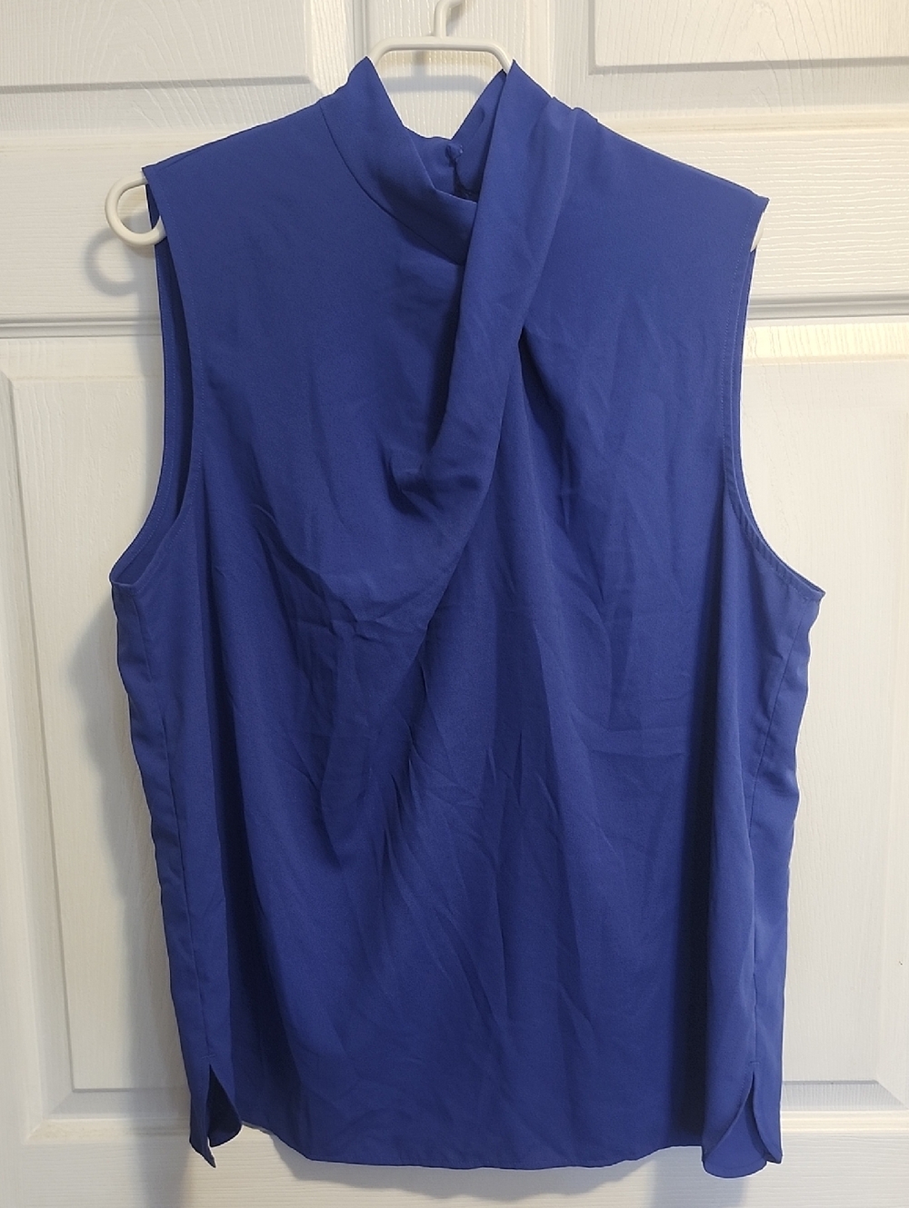 Reitmans Sleeveless Draped Mock Neck Top in Cobalt Blue